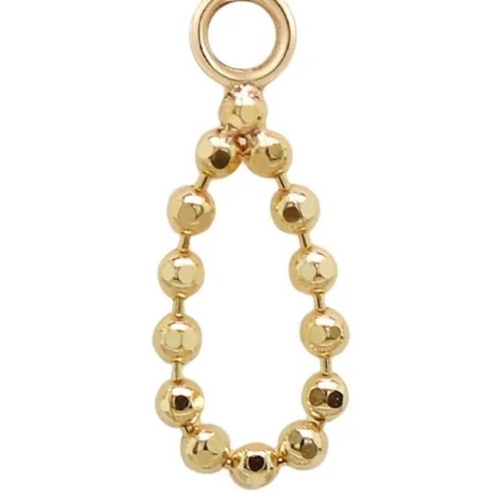 Quetzalli Fancy Drop Faceted Beaded Chain Charm Single Piercing 14k Yellow Gold